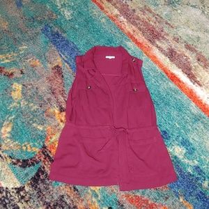 Merlot tie at waist vest maurices
